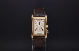 Gentlemen's 18ct Graham Chromo Sprint, rectangular white dial with rose gold dagger hour markers and