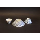 A pair of blue and white cups of MING dynasty together with Circa 19th century Famille Rose wine cup