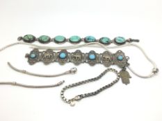 4 bracelets. One Pandora a/f and one Pandora necklace a/f. 127.5g