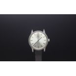 IWC automatic wrist watch, silvered dial baton hour markers, 34mm stainless steel case, original