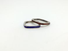 Two Enamel Band Rings in Silver 5.2g