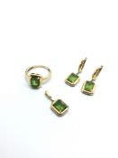A 14ct Gold Suite of Jewllery including a ring (size O 1/2), matching earrings and a pendant. 10.4g