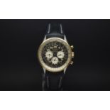 Gentlemen's Breitling Cosmonaute with a mechanical manual wind chronograph movement, black dail,