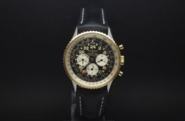 Gentlemen's Breitling Cosmonaute with a mechanical manual wind chronograph movement, black dail,