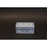 A Circa 19th century rectangular blue and white tea box and cover, together with A blue and white