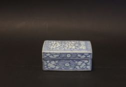 A Circa 19th century rectangular blue and white tea box and cover, together with A blue and white