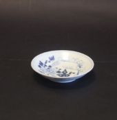 Circa 18th century blue and white saucer dish of Tek Sing, (Nagel Auctioneers Lable),with