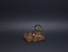 snuff bottle, rock crystal boy carving