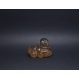 snuff bottle, rock crystal boy carving