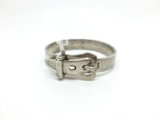 A Hinged Sterling Silver Buckle Bracelet with buckle mechanism. 68.1g