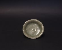 A MING Longquan celadon glazed lobed miniature brush dish