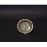 A MING Longquan celadon glazed lobed miniature brush dish