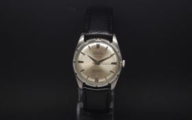 Gentlemen's vintage Waltham wristwatch, silvered radial dial with dagger and baton hour markers,