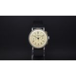 Oversized Gentlemen's manual wind nicolet chronograph stainless steel watch circa 1940s. Two