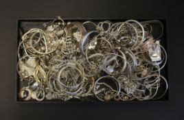 A selection of mostly silver jewellery items including bracelet and bangles Gross Weight 2542.0g