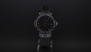 Ladies Mid size Hublot "Classic fusion" Ceramic casing, sapphire crystel glass and sapphire