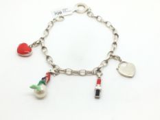 Thomas Sabo Bracelet with 4 charms, including Ariel charm and heart locket charm. 21.4g