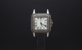 Gentlemen's Cartier Santos automatic, white dial with Roman numerals, stainless steel 30mm case,