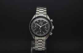 Gentleman's Omega Speedster automatic, black dial with three subsidiary chronograph dials, white