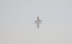 Diamond set cross pendant, 21x11mm, estimated diamond weight 0.25ct, mounted in white metal