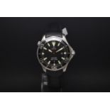 Gentlemen's Omega Seamaster Quartz, black dial with black rotating bezel, date aperture, black