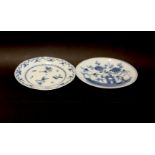 (1)A Circa 18th century shallow underglaze blue plate with bird and tree decoration, (2)Circa 18th