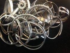 a selection of various silver bangles, marked and tested as silver, approx gross weight 690gr
