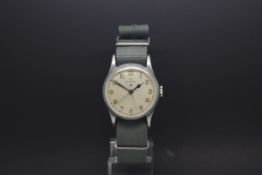 Vintage Military Omega wristwatch, silvered dial with luminous Arabic numerals, outer minute