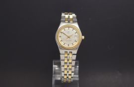 Ladies Omega Seamaster quatz, silvered dial, bi-metal case and bracelet