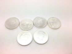 a selection of 6 fine silver canadian maple leaf coins, approx gross weight 190gr