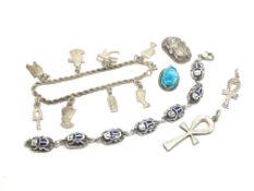 a selection of "Egyptian Style silver jewellery" marked and tested as silver, approx gross weight