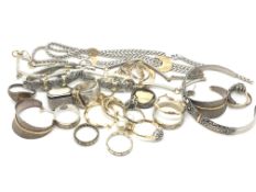 a selection of silver and gold backed items, stone set jewellery, tested and marked silver and