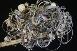 a selection of various silver jewellery stone set pieces, tested and marked silver, approx gross