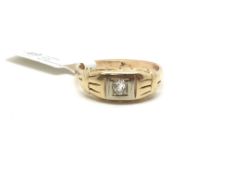 Old cut diamond set band, 3.2mm old cut diamond set within an engraved 7.9mm wide mount, in rose