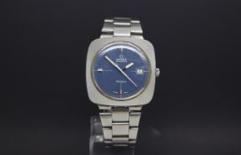 Gentlemen's Omega Automatic Geneve, Stainless steel casing and bracelet with date at 3 o'clock,