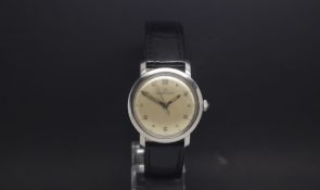 Vintage Eterna-Matic, cream dial with applied luminous hour markers, 34mm case, case back signed and