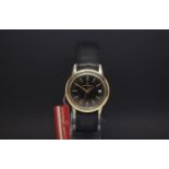 Vintage Eterna-Matic, black dial withhold hour markers and hands, 34mm steel and gold case, case