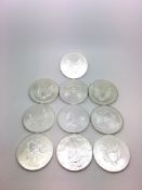 a selection of 10 fine silver american liberty coins approx gross weight 314gr tested as silver