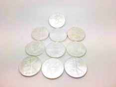 a selection of 10 fine silver american liberty coins approx gross weight 314gr tested as silver