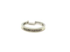 9ct diamond set half eternity ring, 2.6mm band, ring size I, hallmarked 9ct