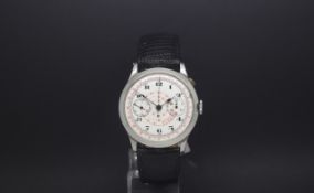 Gentlemen's Vintage Oversized Chronograph, porcelain white dial with twin outer tracks in black