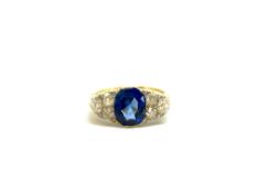 Burmese Sapphire and Diamond ring. The 2.66ct cushion cut sapphire is mounted amongst old cut