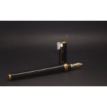 Dupont fountin pen, twist cap, 18k nib, black with gilt detail