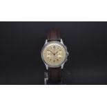 Gentlemen's Vintage Nadal chronograph, cream dial with two register chronograph, three outer