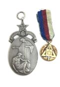2 silver medal pendant, one engraved detailing, st "Aegros Sanat Humanitas" Brother CFH Cripps,