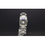 Ladies Chopard, black square dial, subsidairy seconds dial, approximately 22mm rectangular cushion