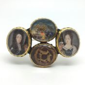 Circa 17th Century Faceted crystal slides converted into a brooch at a later date. Two of the four
