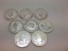 a selections of 6 australian fine silver coins approx gross weight 252gr tested as silver