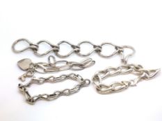 a selection of 4 silver bracelets, tested and marked as silver, approx gross weight 198gr
