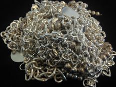 a selection of silver necklaces and bracelets, marked and tested as silver, approx gross weight